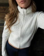 Nelly - Hvit - Tight Zip Cable Knit Cardigan