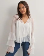 Nelly - Hvit - Frill Mesh Blouse