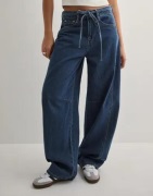 Pieces - Blå - Pcfenna Mw Tie Barrel Jeans D2D Fsy