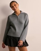 OBJECT - Grå - Objelly Re L/S Zip Knit Pullover Di