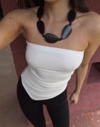 Nelly - Hvit - Asymmetric Rib Tube Top