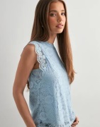 Pieces - Blå - Pcolline Sl Lace Top Noos
