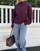 Nelly - Rød - Sleeve Focus Polo Knit Sweater