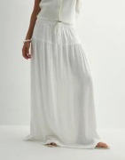 Only - Hvit - Onlsiesta Mw Linen Bl Long Skirt Pn