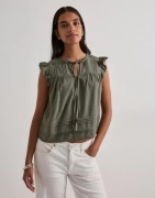 Only - Grønn - Onlaris Life Sl Tie Neck Top Wvn Cc