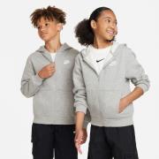 Nike Hettegenser NSW Club Fleece Full Zip - Grå/Hvit Barn